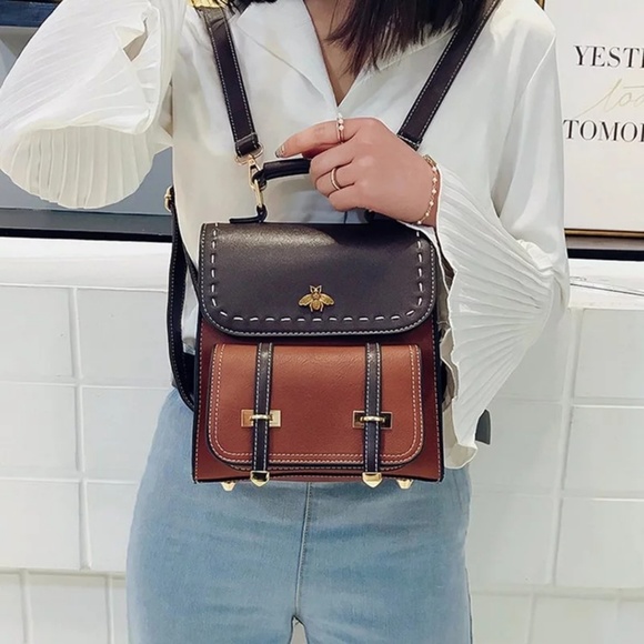 *NEW ROME Leather Backpack Shoulder Bag - Picture 5 of 8